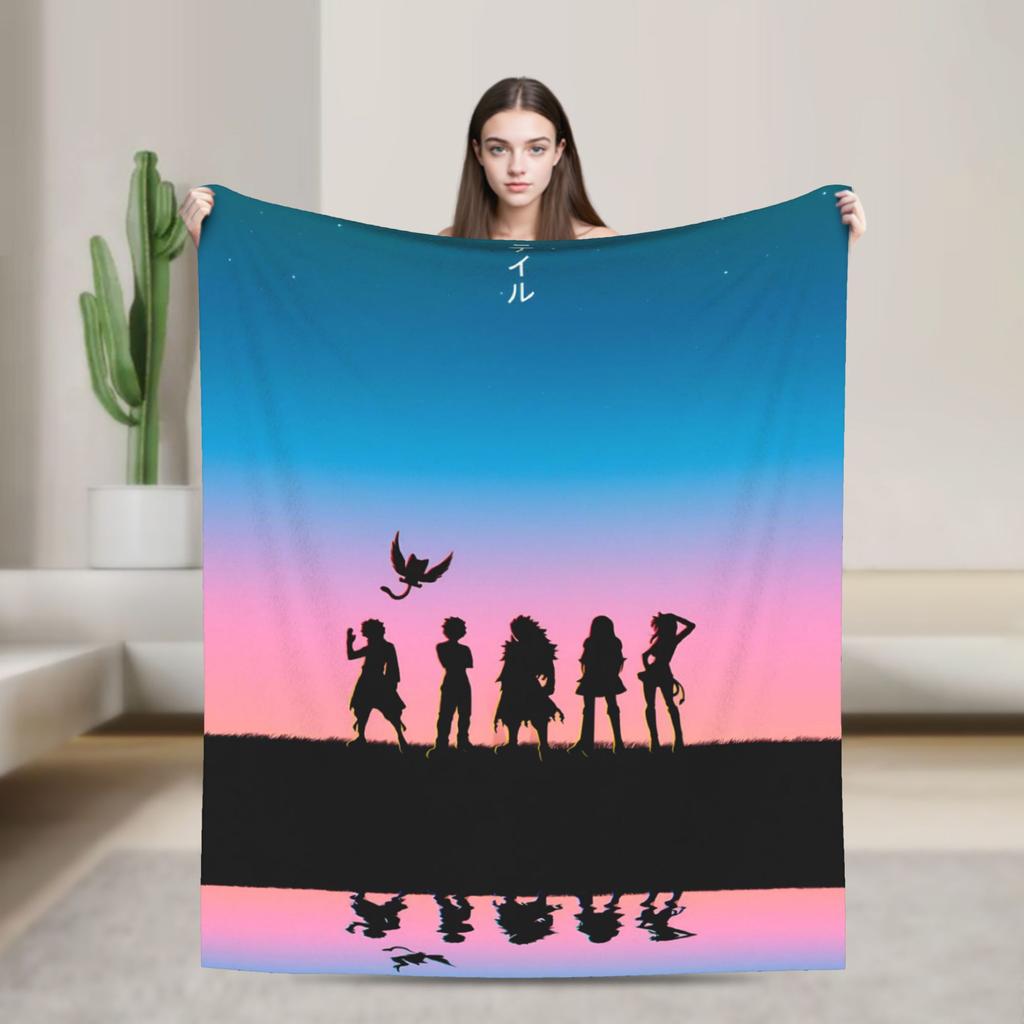 Fairy Tail Blankets Decorative Flannel Throw Blanket For Outdoor Warm Custom DIY Quality Bedspread Gift Idea