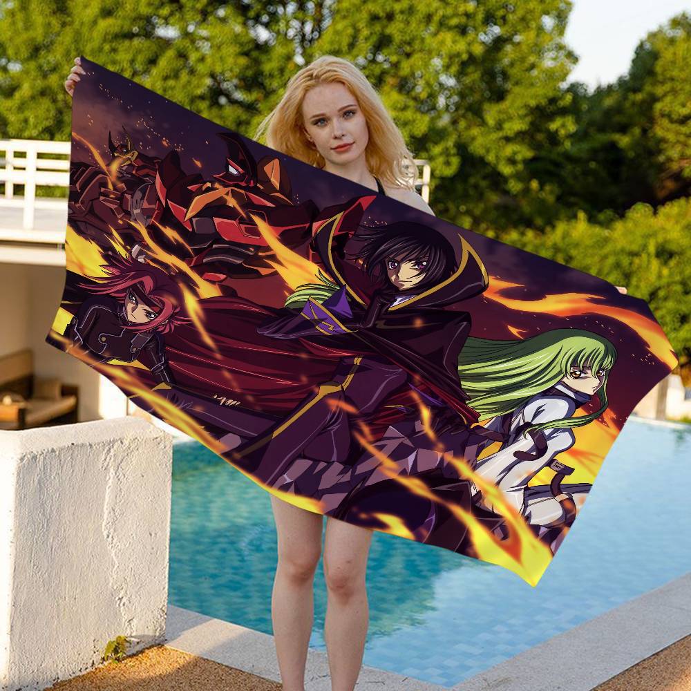Anime Code G-Geass Bath Towel Microfiber Soft Water Absorbing Breathable For Girl Kids Decorative Cartoon Beach Towel