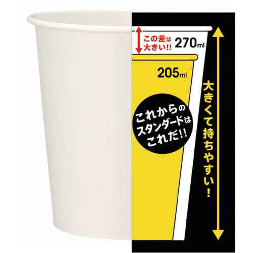 Nippon Dixie Paper Cups, 77mm Diameter x 92mm Height, 270ml Capacity, Eco-Friendly, Cafe Size, KHN109DW, Pack of 10, Made in Japan