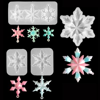 New Mould Christmas Decor Snowflake Pendant Hanging Ornament Crystal Resin Casting Molds Bell Deer Snowman Hat Silicone Mold