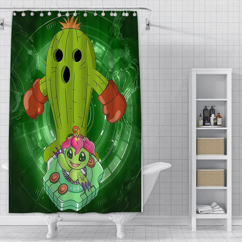 

Shower Curtain Digimon Adventure Anime Waterproof Fabric Bathroom Curtain With Hooks, Cartoon Decorative Bath Curtain For Kids B W60H190(CM)-1 Pcs