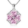 925 Silver Fashion Temperament Zircon Lucky Heart Pink Diamond Zircon Necklace