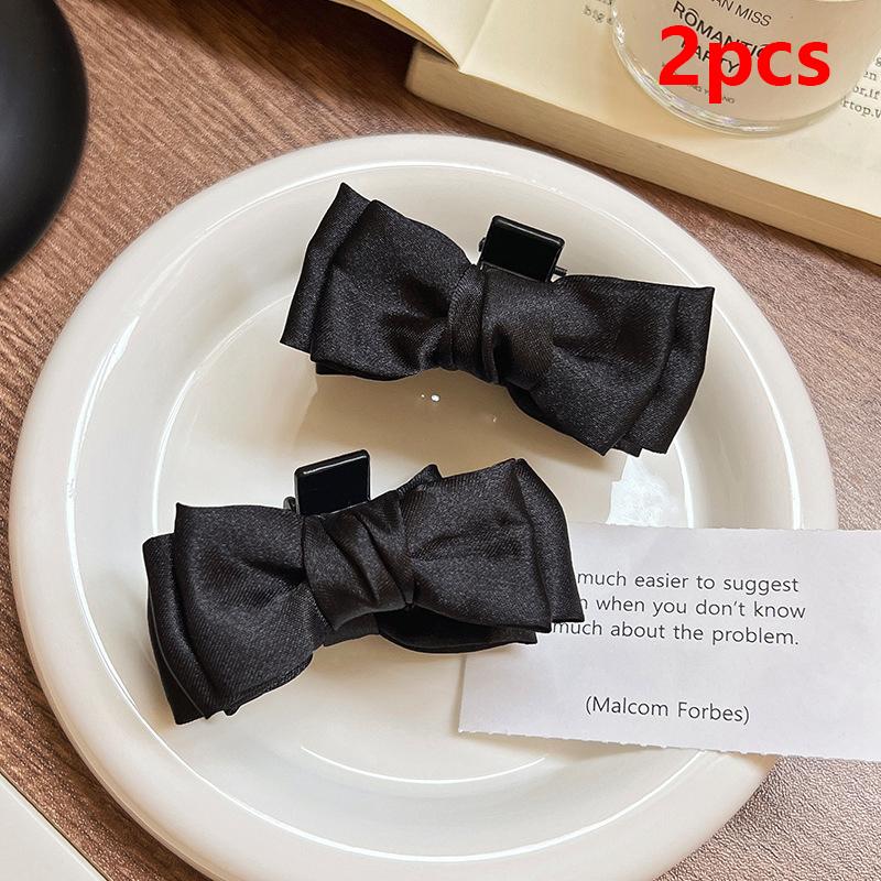 

2Pcs Black Bow Small Hair Claw Women Girl Hair Grab Clip Side Clip Forehead Bangs Hair Styling Clip Sweet Headdress чёрный