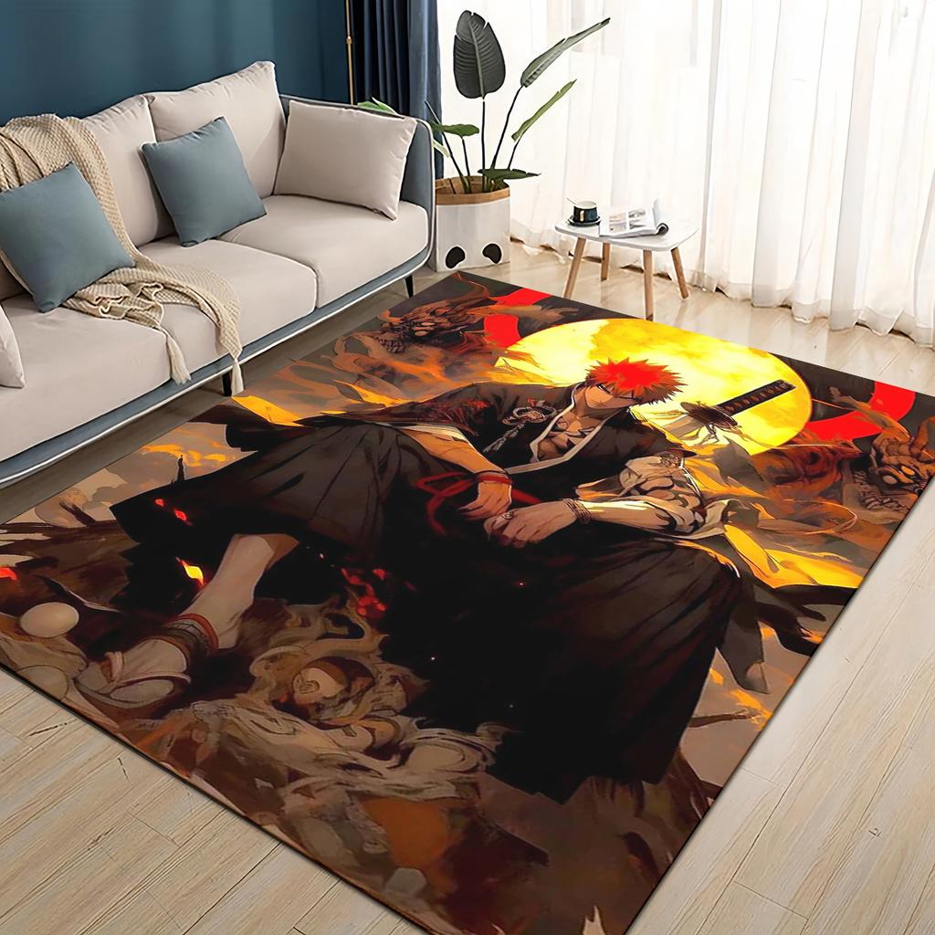 3D Kreskówkowy Bleach Kurosaki Ichigo Dywanik Anime do Salonu Sypialni Domu Dekoracja Sofy, Mata Podłogowa Antypoślizgowa do Zabawy dla Dzieci