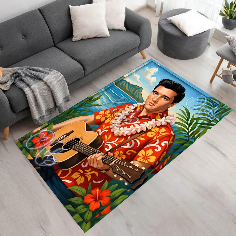 Elvis Presley Fußmatte Geeignet zur Dekoration von Zimmern Arbeitszimmern Wohnzimmern Schlafsälen Rutschfester Teppich Büros Dekorieren Perfektes Geschenk für Frauen/Männer