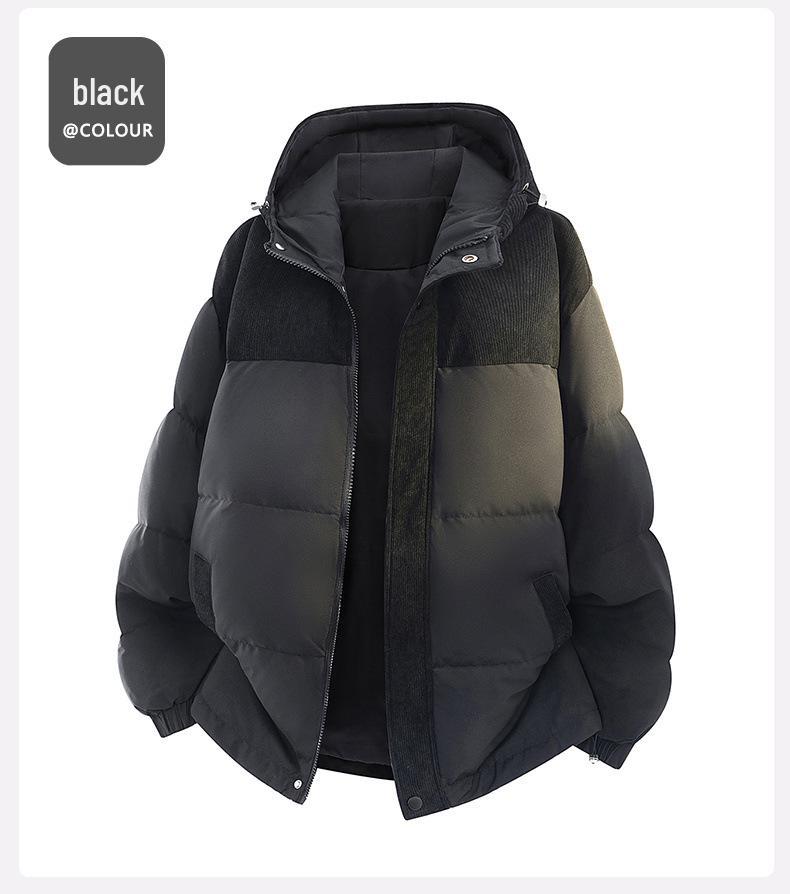 Men's 2025 Winter Corduroy Patchwork Down Jacket - Loose, Casual, Thickened, Warm, Couple Style Coat