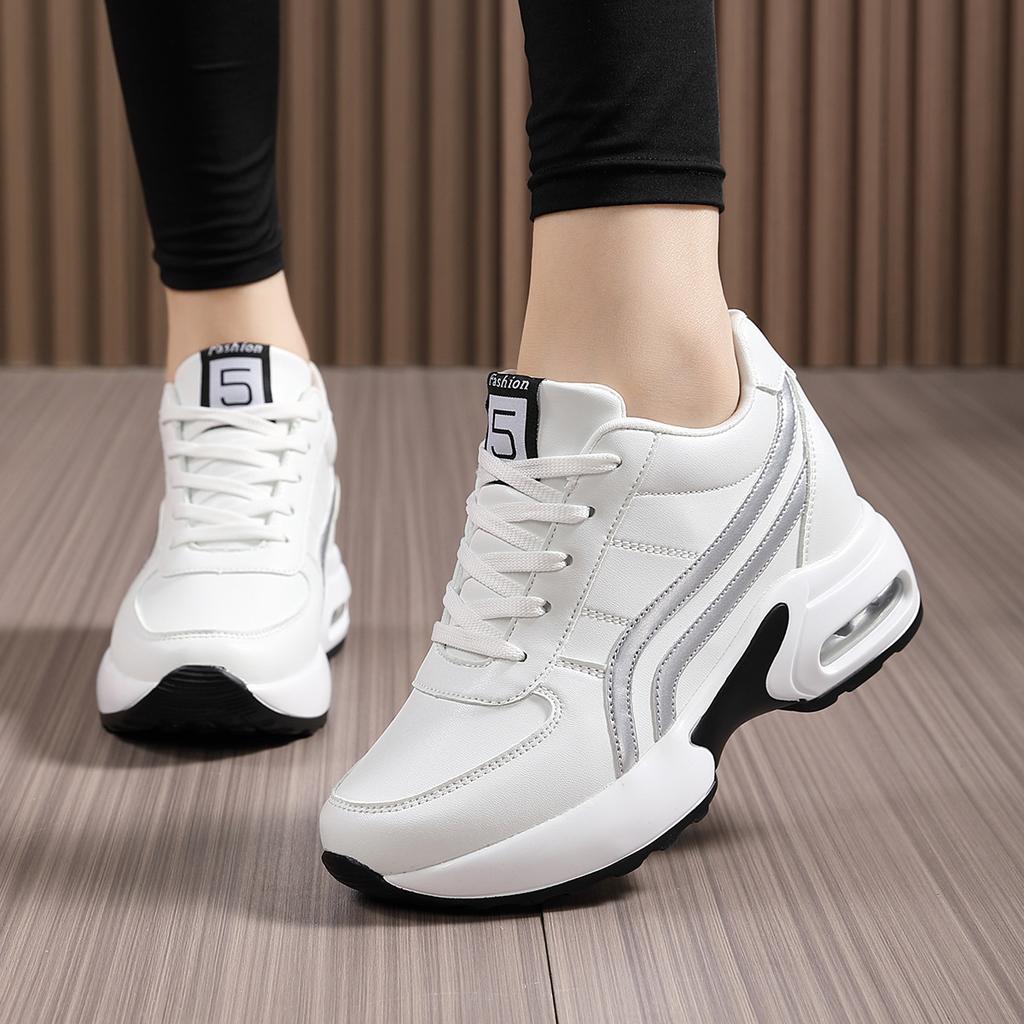 Shoe Factory New Spring and Autumn Soft Sole Leather Surface Inner Height Increase Women's Shoes Platform Casual Sports Shoes Women