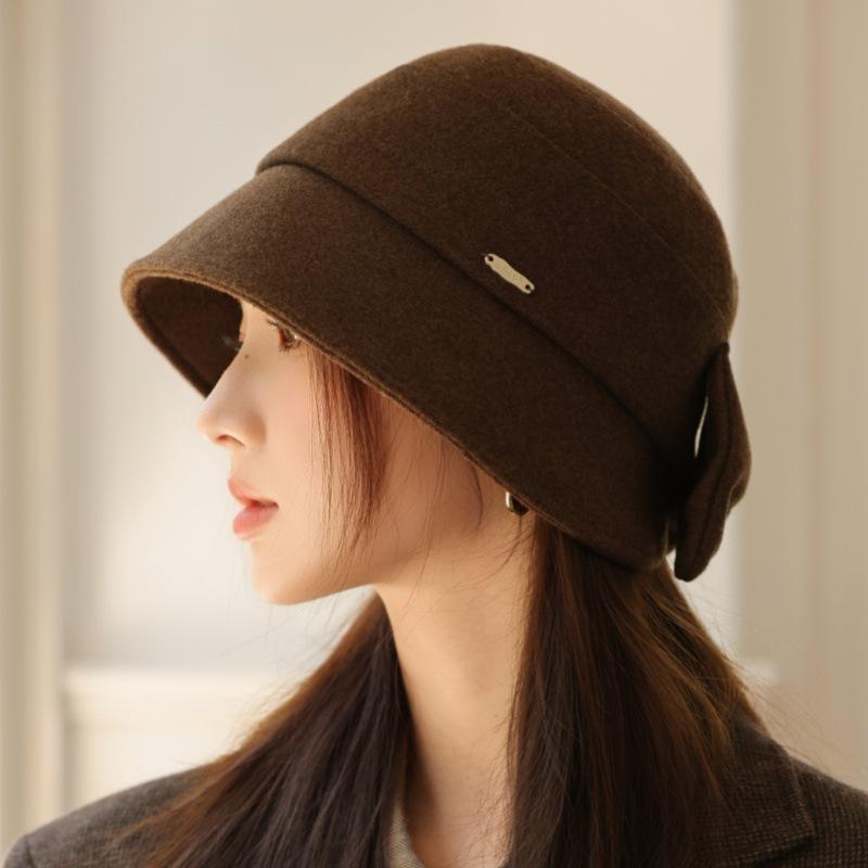 New Women's Autumn and Winter Solid Color Woolen Bucket Hat Top Hat Basin Hat Perfect for Cold Weather, Winter Headwear