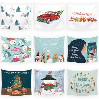 Merry Christmas Snowman Christmas Tree Print Pattern Tapestry Home Living Room Bedroom Wall Decoration Tapestry