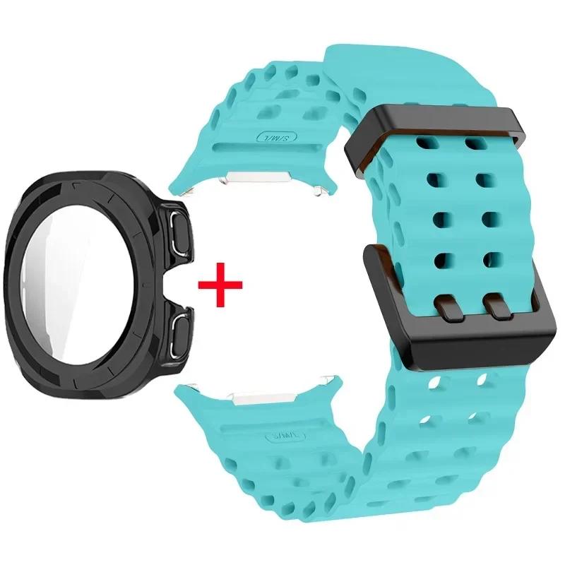 Schutzhülle aus gehärtetem Glas + Armband für Samsung Galaxy Watch Ultra 47mm Silikonarmband für Galaxy Watch Ultra 47mm Armband Schutzhülle