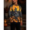 Men Long Sleeve T‑Shirt Scarecrow Pumpkin Bat Moon Print Crew Neck Halloween Gothic Casual Tops