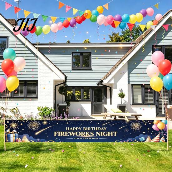 Neon Cyberspace Theme Large Happy Birthday Yard Banner Sign, 70 x 15 Inch Ornament Outdoor Backdrop Decoration for Boys Girls Party Supplies