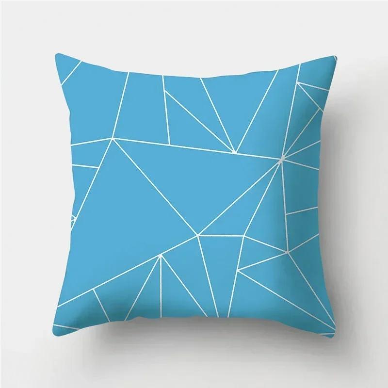 Blue Geometric Pattern Decorative Cushion Pillowcase Cushion Cover Throw Pillow Living Room Sofa Decorative Pillowcase