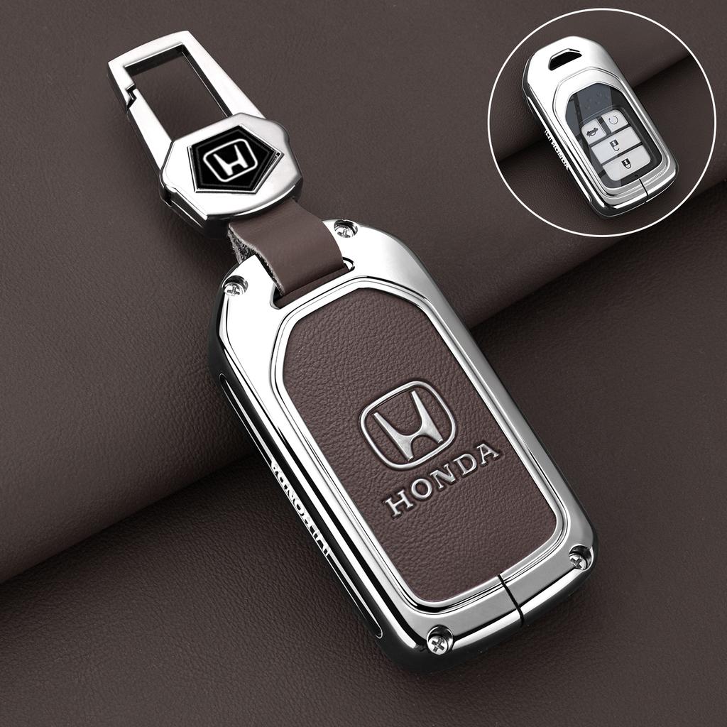 Alloy Leather Car Key Case Fob Cover Shell for Honda 2017 2018 19CRV Pilot Accord Civic Jazz Jade Fit HR-V Freed Accessories