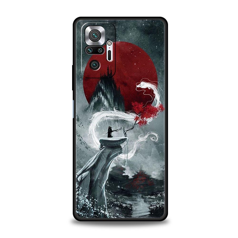 Painting Japan Samurai Art Phone Case For Xiaomi Redmi Note 14 13 5G 10 11 12 Pro Plus 4G 14C 13C 12C 10C Black Cover