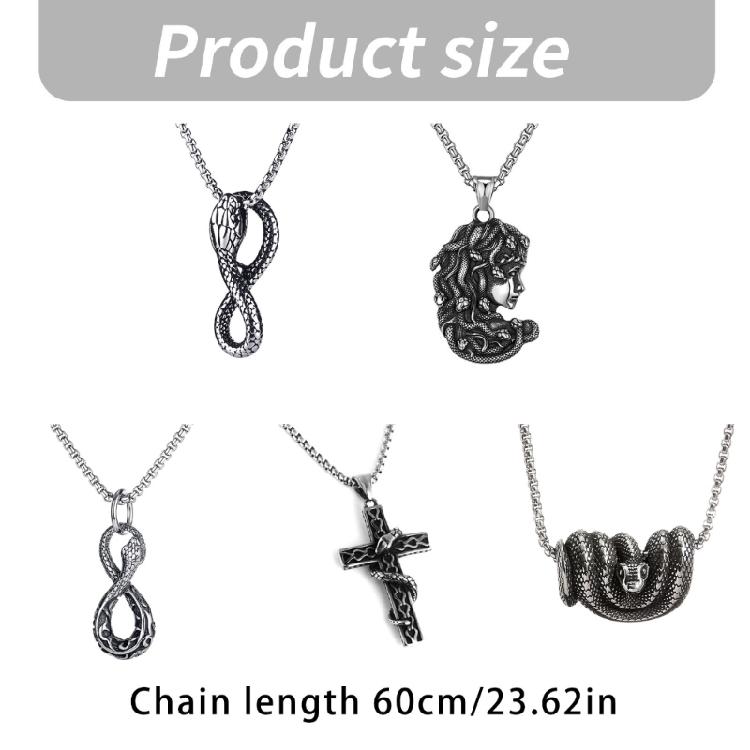Gotický přívěsek Ouroboros Had Náhrdelník Jedinečný Ouroboros Had Náhrdelník Řetízek z Nerezové Oceli pro Módní Nadšence