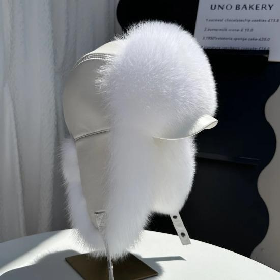 New genuine fox fur ear-protecting hat Men real raccoon fur bomber hat Women winter warm fur real sheep leather snow hat