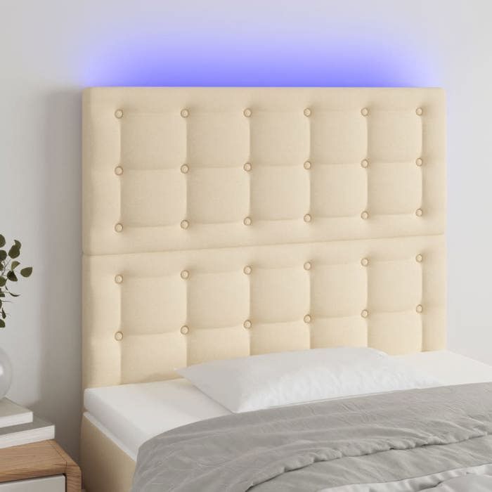 VidaXL Tête de Lit à LED Meuble de Chambre à Coucher Accessoire de Lit Simple Tête de Cadre de Lit Intérieur Crème 3122845