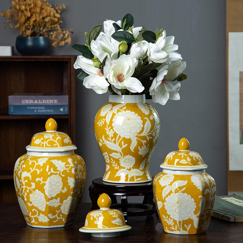 Retro achteckiges Glas glasierte Keramikvase Heimdekoration Dekoration kreatives Heimdekor Zubehör Vase Kaffee Süßigkeiten Aufbewahrungsglas