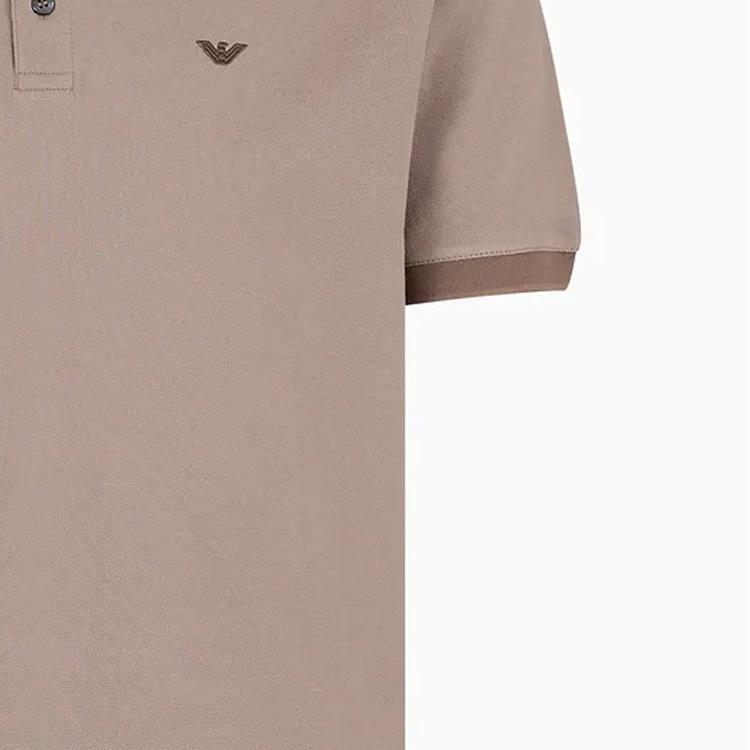 Emporio Armani Ss24 Solid Color Logo Embroidered Casual Short Sleeve Polo Shirt Men Polo Shirts Light-Brown 3D1FM11-JTKZ1-0650