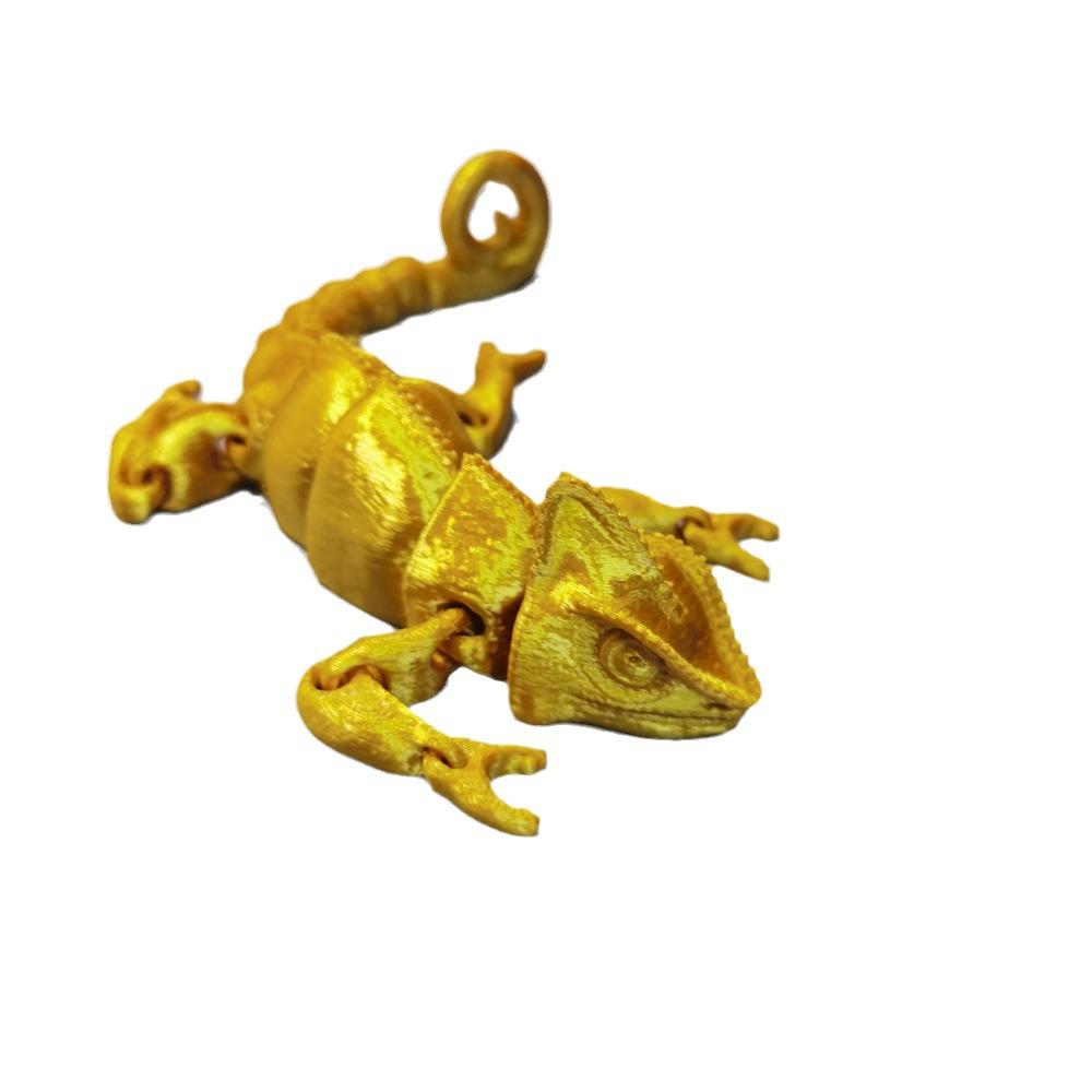 Multi-Color 3D Printed Chameleon Toy Ornaments - Colorful Animal Doll for Christmas & Children's Day