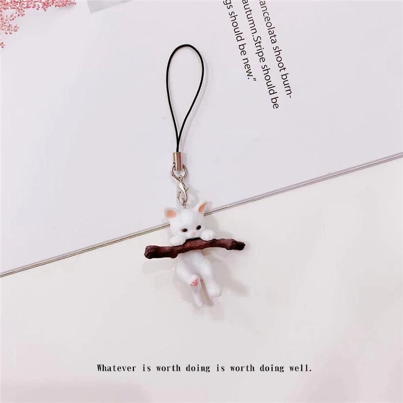 New Design 1 Piece Resin Cartoon Cat Mobile Phone Charm Cute Anime Dog Keychains Lanyard for Keys Phone Strap