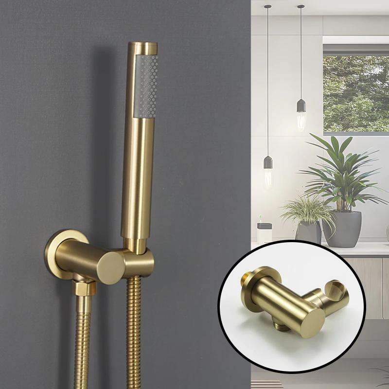 Adjustable Hand Shower Head Bracket Brass Shower Elbow Base Bidet Sprayer Support Bracket Bathroom Wall Mount Shower Head Holder