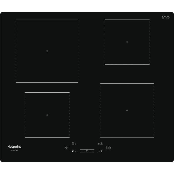 Induction Hob - HOTPOINT - 4 Burners - L60 Cm - HQ5660SNE - 7200 W - Black Glass Coating