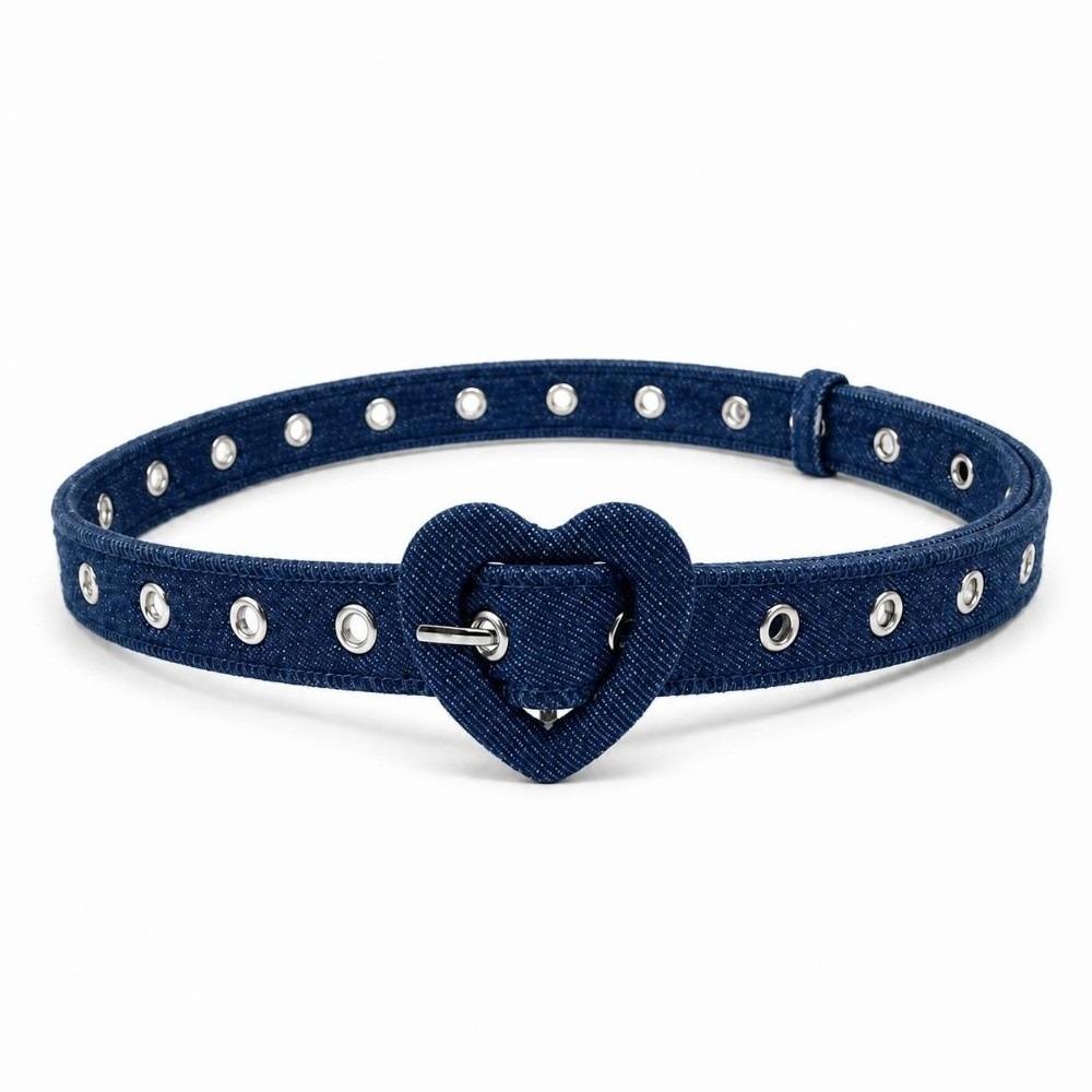 Slim Fit Denim Waist Belt Heart Shape Buckle Fashion Denim Belt For Women Girls