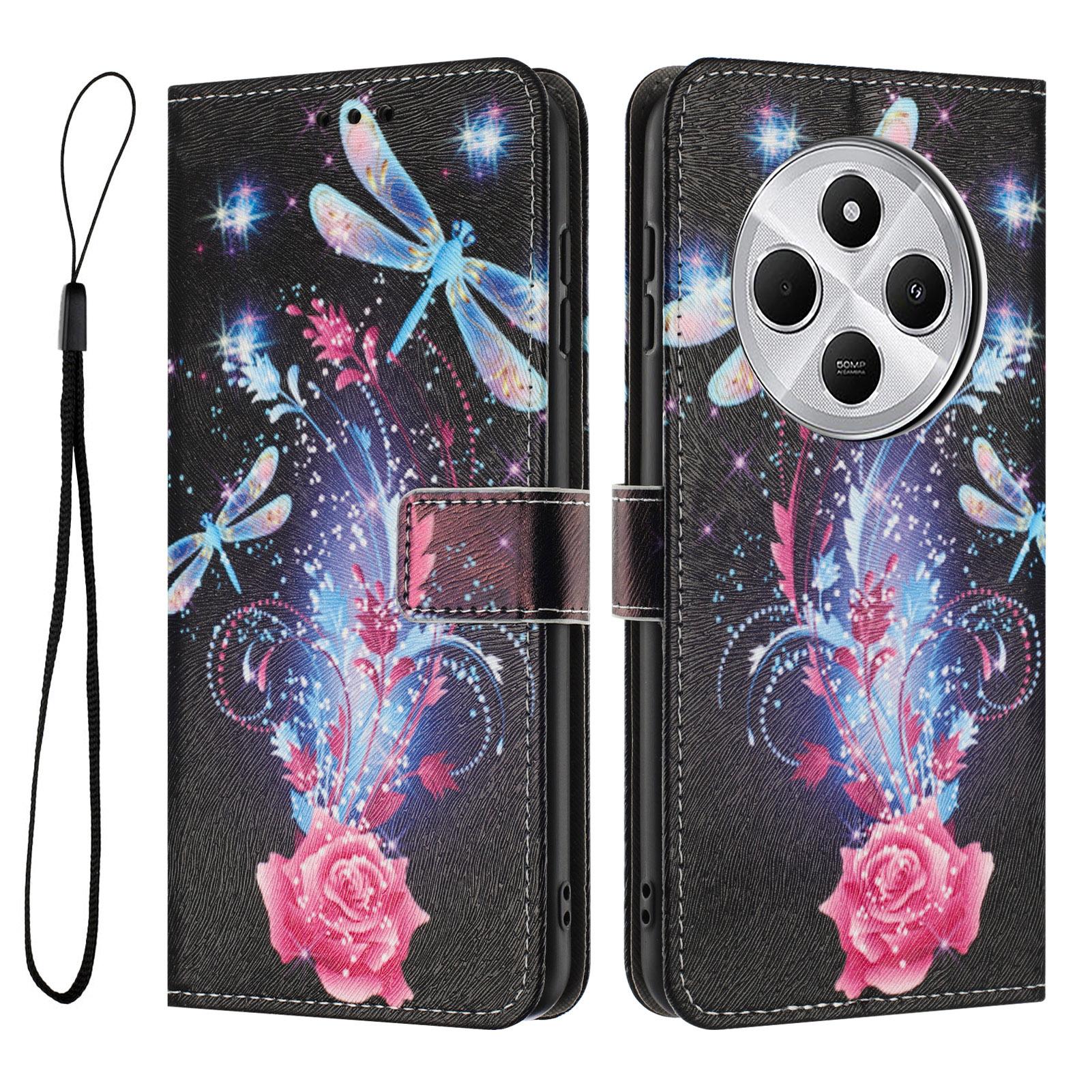 

YX-2501 Pattern Printing Leather Phone Case with Lanyard For Xiaomi Redmi 14C 4G/14R 5G/A4 5G/A3 Pro 4G/Poco C75 4G Dragonfly