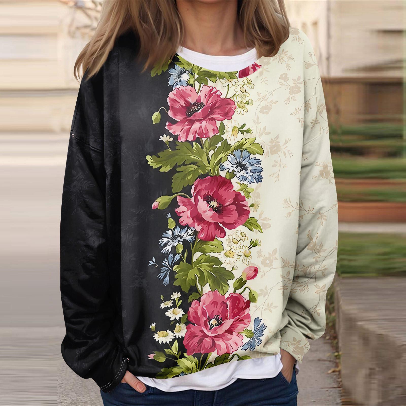 

Женская повседневная модная винтажная печатная толстовка с длинным рукавом и круглым вырезом, многослойный пуловер XL винный