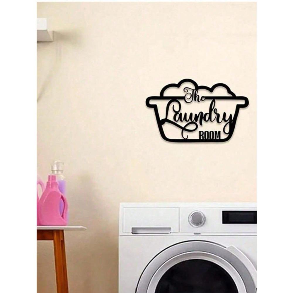 Vintage Metal Laundry Room Wall Decor, Cute Housewarming Gift Idea for Farmhouse Modern Home Aesthetic Art for Women