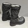 Big-head Retro Thick-soled Mid-length Boots for Women, Versatile Shoes with Built-in Height Increase.