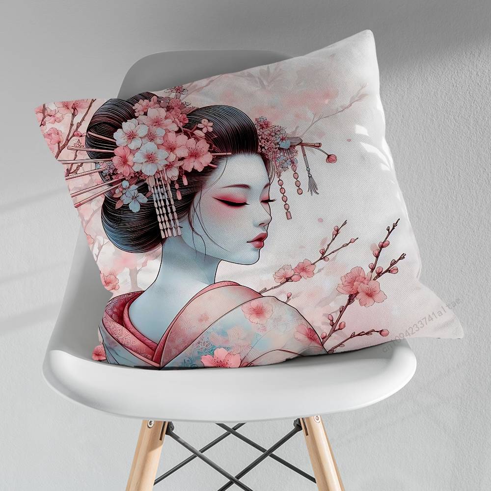 Beautiful Geisha Art Pillow Case For 30x30cm45x45cm55x55cm For Home Bedroom Decoration And Protector