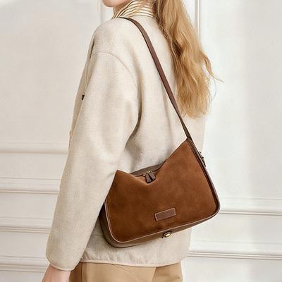 Suede Women's High-end Design Sense Niche Messenger Bag Single Shoulder Leather Office Women Large-capacity Handbag