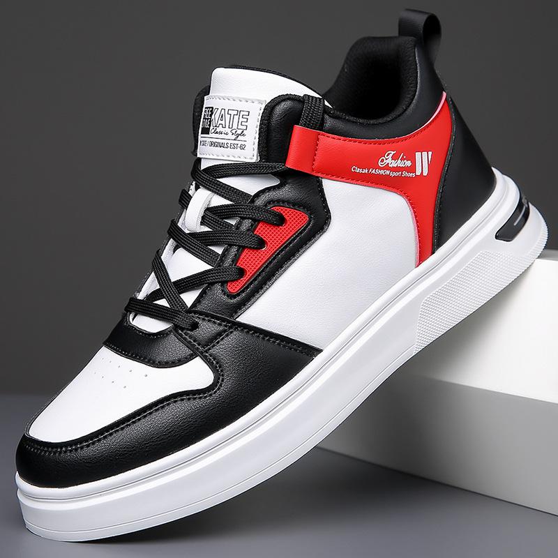 

Men s shoes 2025 new autumn high-top shoes leather sports shoes trend versatile casual board shoes men s white shoes 45