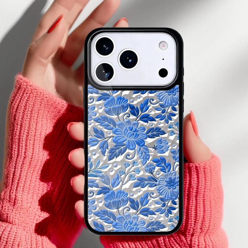 Flower Relief Phone Case for iPhone 17 16 15 14 13 Pro Max Back Cover for 12 11 Pro Coque