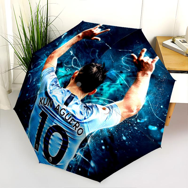 Football Player Background pattern, automatic folding umbrella, portable and foldable design, 8 ribs, a Christmas or birthday gift.
