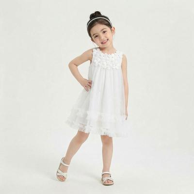 Sweet Summer Sleeveless Princess Dress with 3D Flowers & Sequins for Little Girls