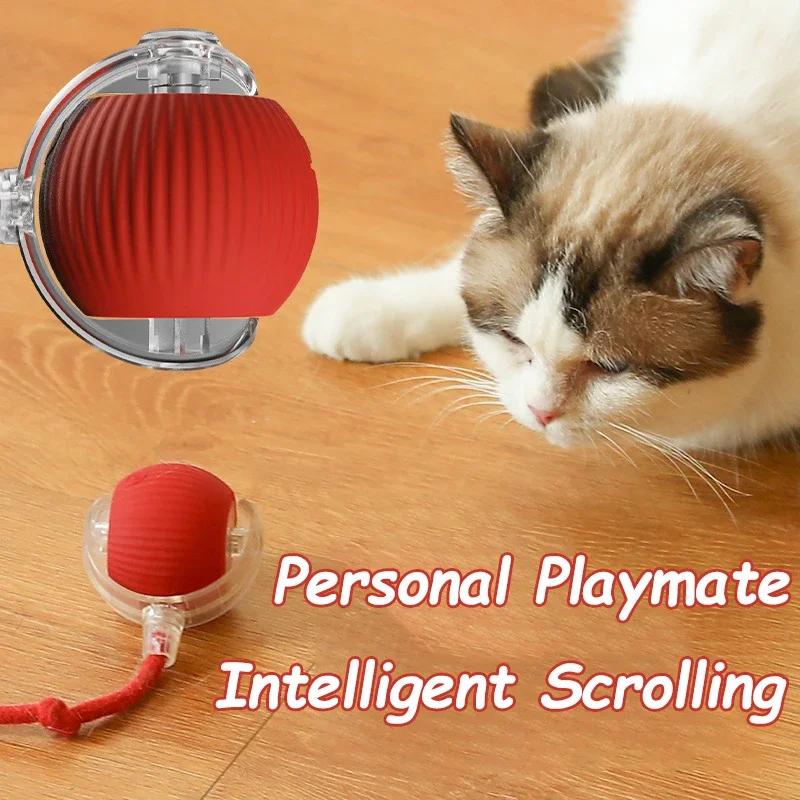 1PC Cat Interactive Ball Toys Automatic Rolling Ball Faux Tail Rechargeable Smart Pet Electric Toy Dog Cat Training Imitate Mouse