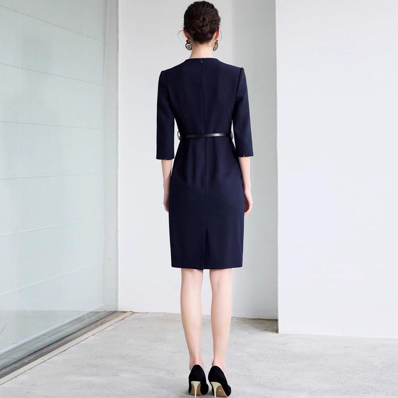 AD Navy Blue Women's Blazer Dress - 2025 Spring Style, High-End Professional Workwear, Goddess-Like Elegance