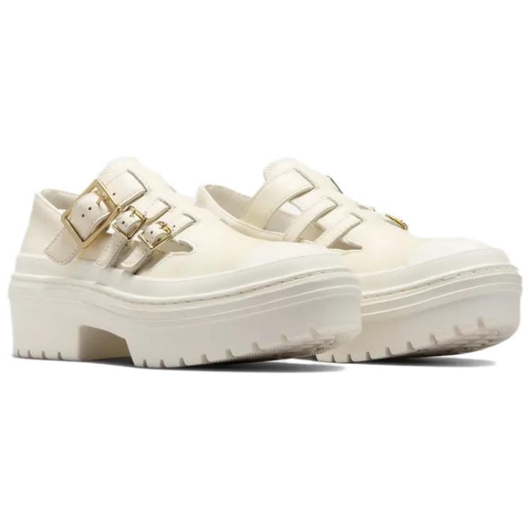 Converse  Chuck Taylor All Star Lugged Heel Mary Jane Platform Low Egret Gold Women Sneakers Cream A10617C
