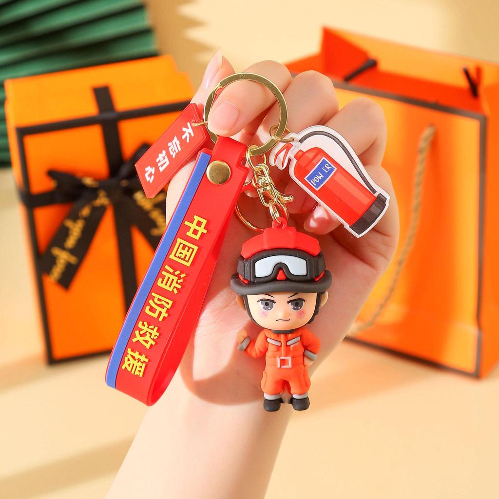 Firefighter Keychain: Cute 3D Traffic Police Pendant, Fashionable Event Gift