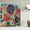 Bohemian 3D Shower Curtain, Indian Mandala Flower Green Blue Chic Color Modern Pattern Bathroom Fabric Home Decor Shower Curtain