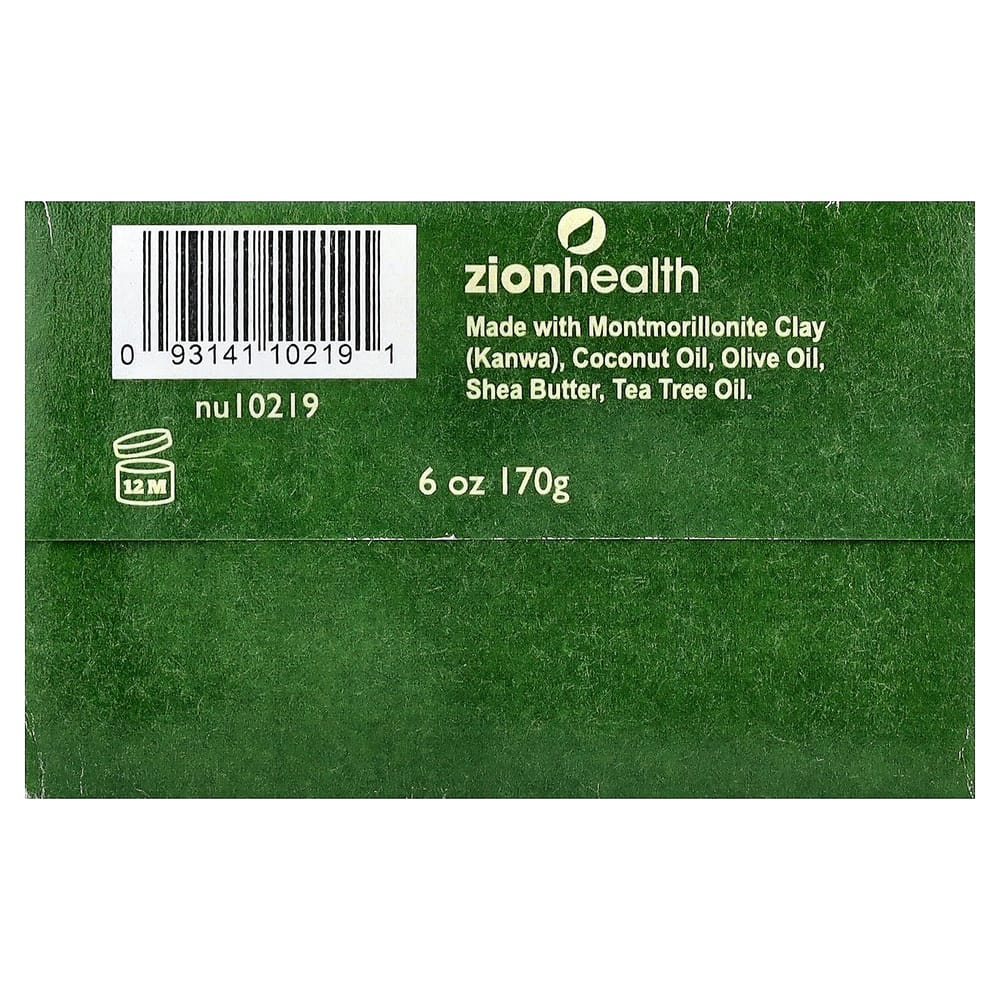Zion Health Ancient Clay Soap with Tea Tree Oil, Unscented, 6 oz (170 g)