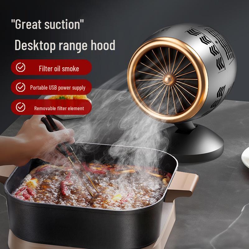 Compact Portable Range Hood for Home, BBQ, and Hot Pot - Mini Desktop Smoke Extractor