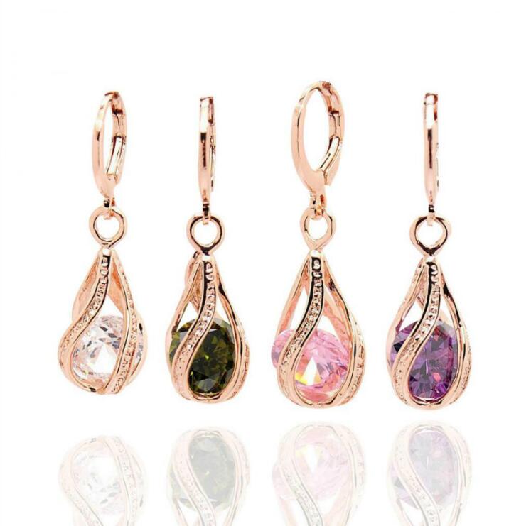 Fashion Cubic Zirconia Water Drop Dangle Leaverback Earrings