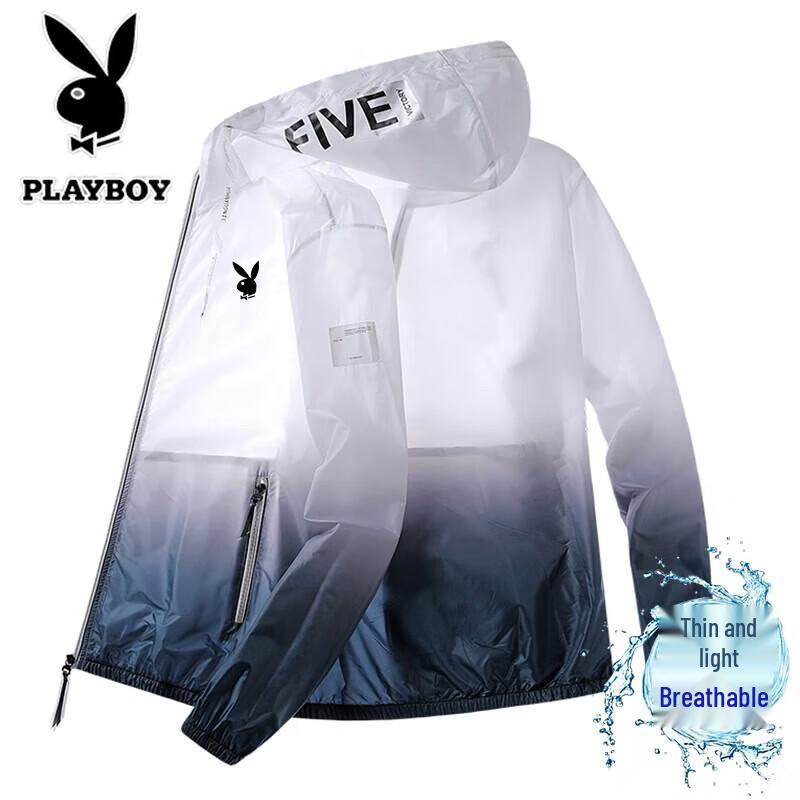 PLAYBOY Мужская летняя легкая куртка с капюшоном для защиты от солнца L