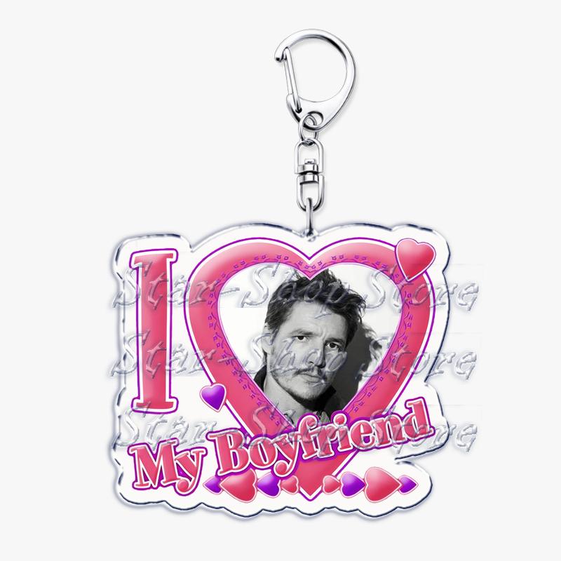 Hot Pedro Pascal I Love My Boyfriend Heart Keychain for Women Accessories Key Chain Ring Keychains Jewelry Fans Gifts