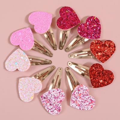 10 Stück Glitzernde Herz Haarspangen Mädchen Valentinstag Haarnadeln Glitzer Pink Rot Herzförmige Haarspangen Kinder Kinder Kopfschmuck